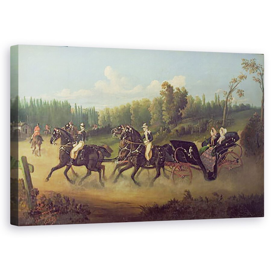 Tablou canvas - Jonny Audy - imparateasa Eugenie 1826-1920 si Regina Victoria 1819-1901 in Parcul de la Compiegne , 50 x 80 cm