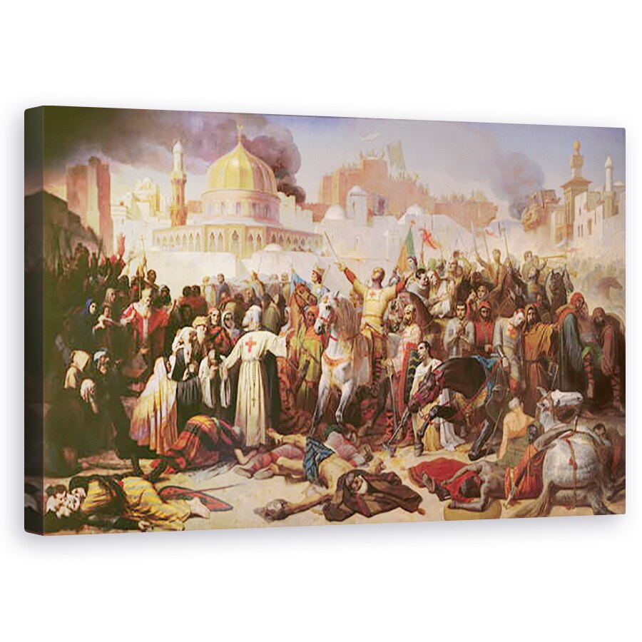 Tablou canvas - Emile Signol - Luarea Ierusalimului de catre cruciati, 15 iulie 1099, 60 x 100 cm