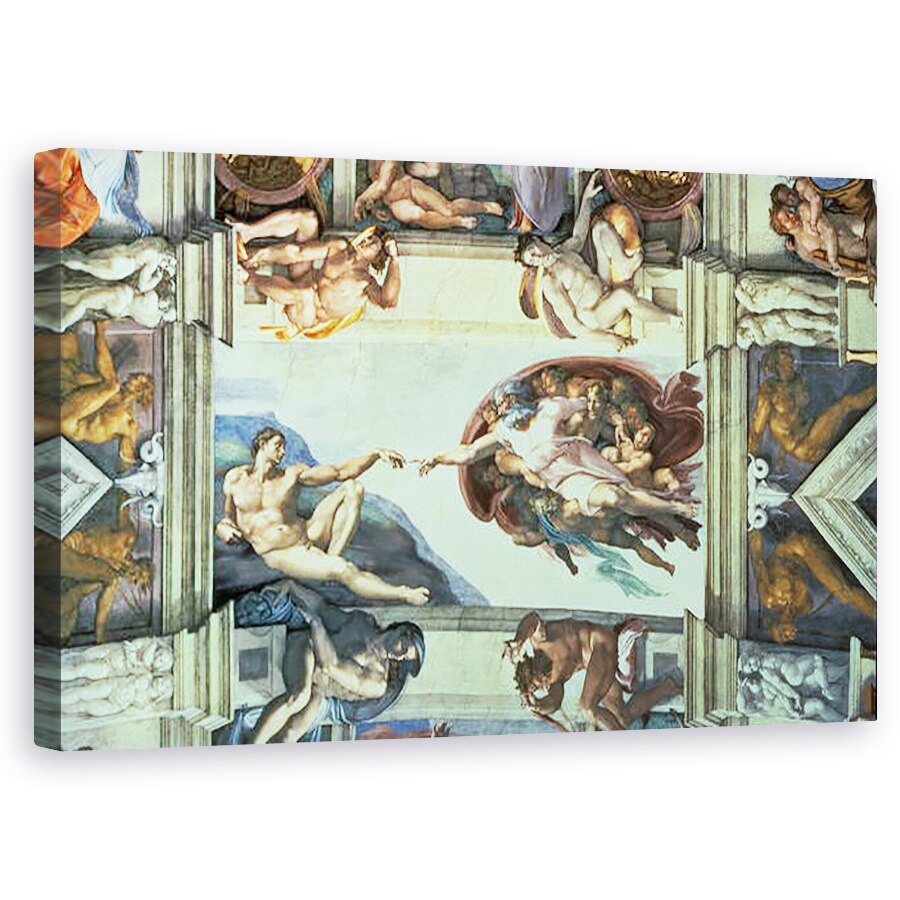 Tablou canvas - Michelangelo Buonarroti - Plafonul Capelei Sixtine, Crearea lui Adam, 60 x 100 cm
