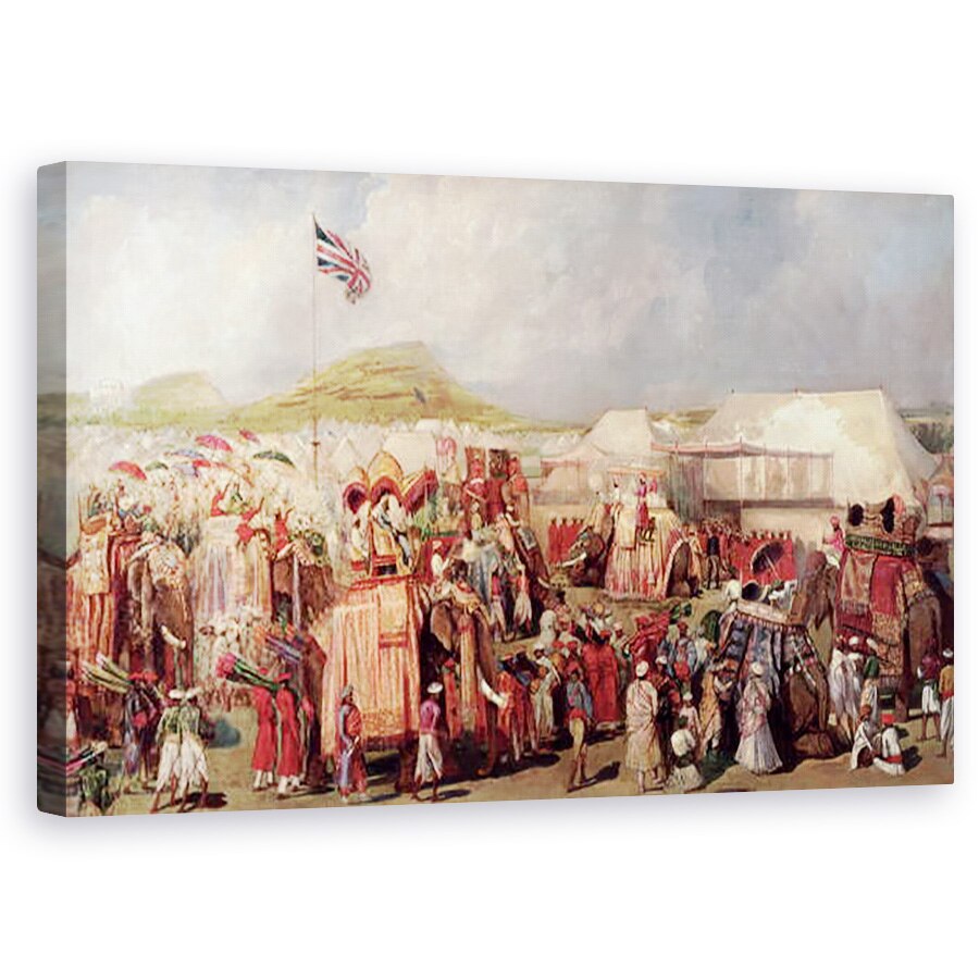 Tablou canvas - George Landseer - Printi nativi care sosesc in tabara pentru Adunarea Imperiala de la Delhi, 50 x 80 cm
