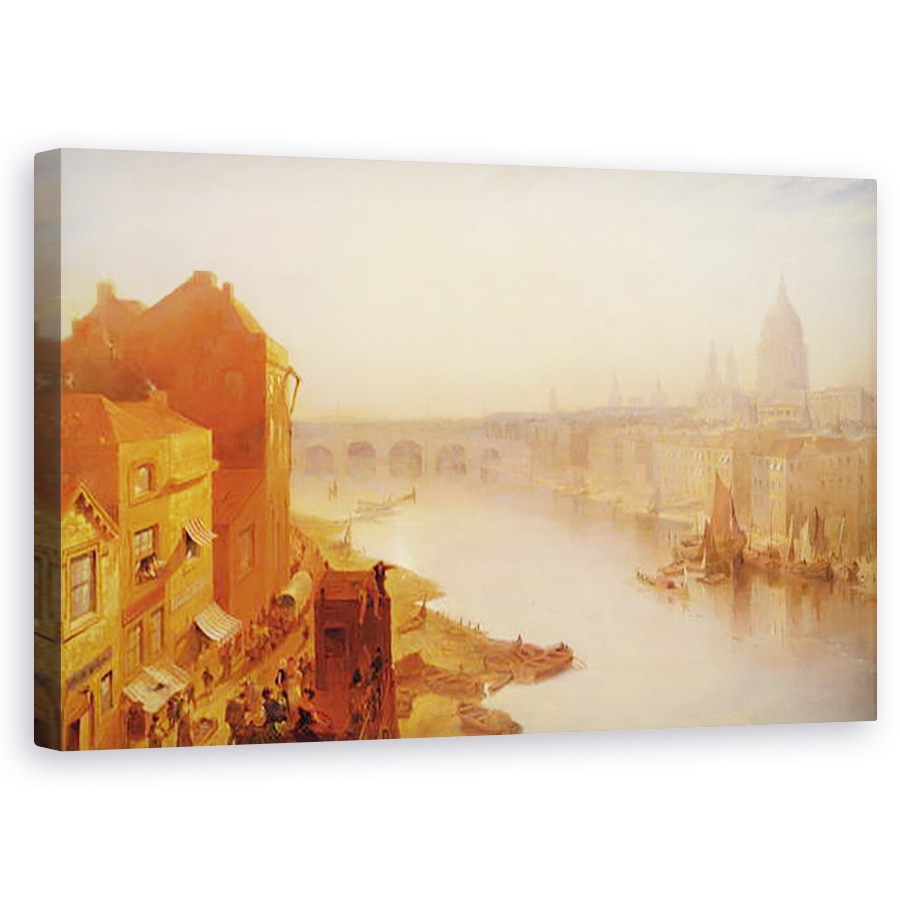 Tablou canvas - Charles Claude Pyne - Catedrala Sf. Pavel, De la Podul Southwark, 50 x 80 cm