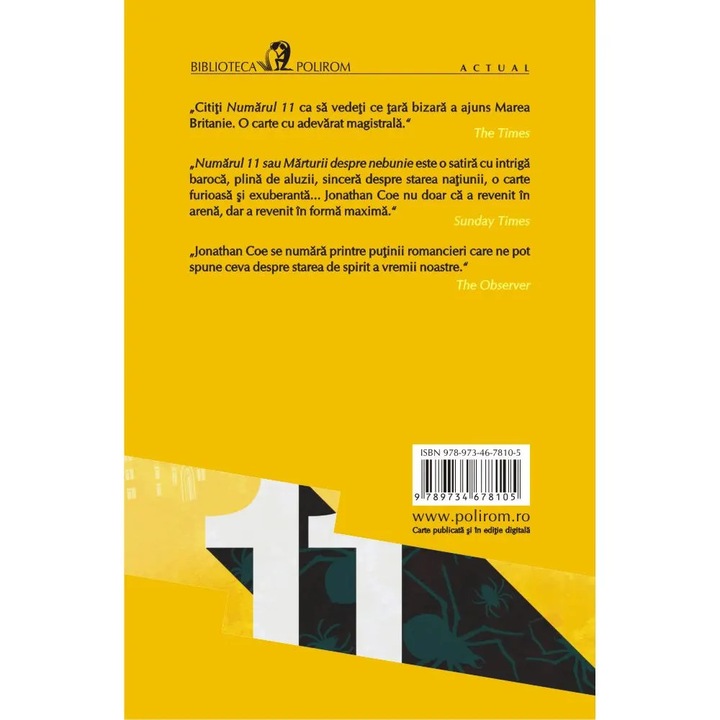 Numarul 11 sau Marturii despre nebunie, Jonathan Coe, román nyelvű köny