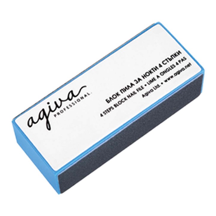 Buffer unghii Agiva Professional, 4 Suprafete, Albastru/Alb