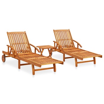 Set mobilier de exterior din lemn masiv de acacia, vidaXL, Lemn de acacia, 199 x 67 x 30/51/62/77/85 cm, Maro Set mobilier de exterior din lemn masiv de acacia, vidaXL, Lemn de acacia, 199 x 67 x 30/51/62/77/85 cm, Maro