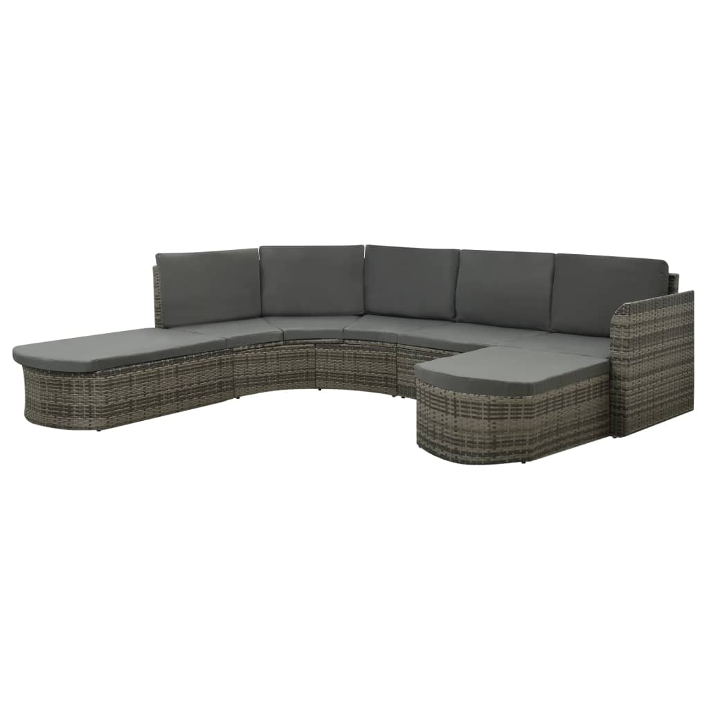 Set mobila de gradina cu perne antracit, vidaXL, Poliratan, 266 x 230 x 69 cm, Gri