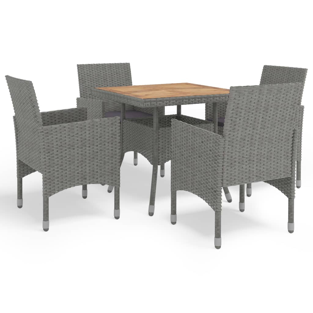 Set mobilier de gradina din 5 piese cu perne vidaXL, Poliratan, 53 x 58 x 84 cm, Gri