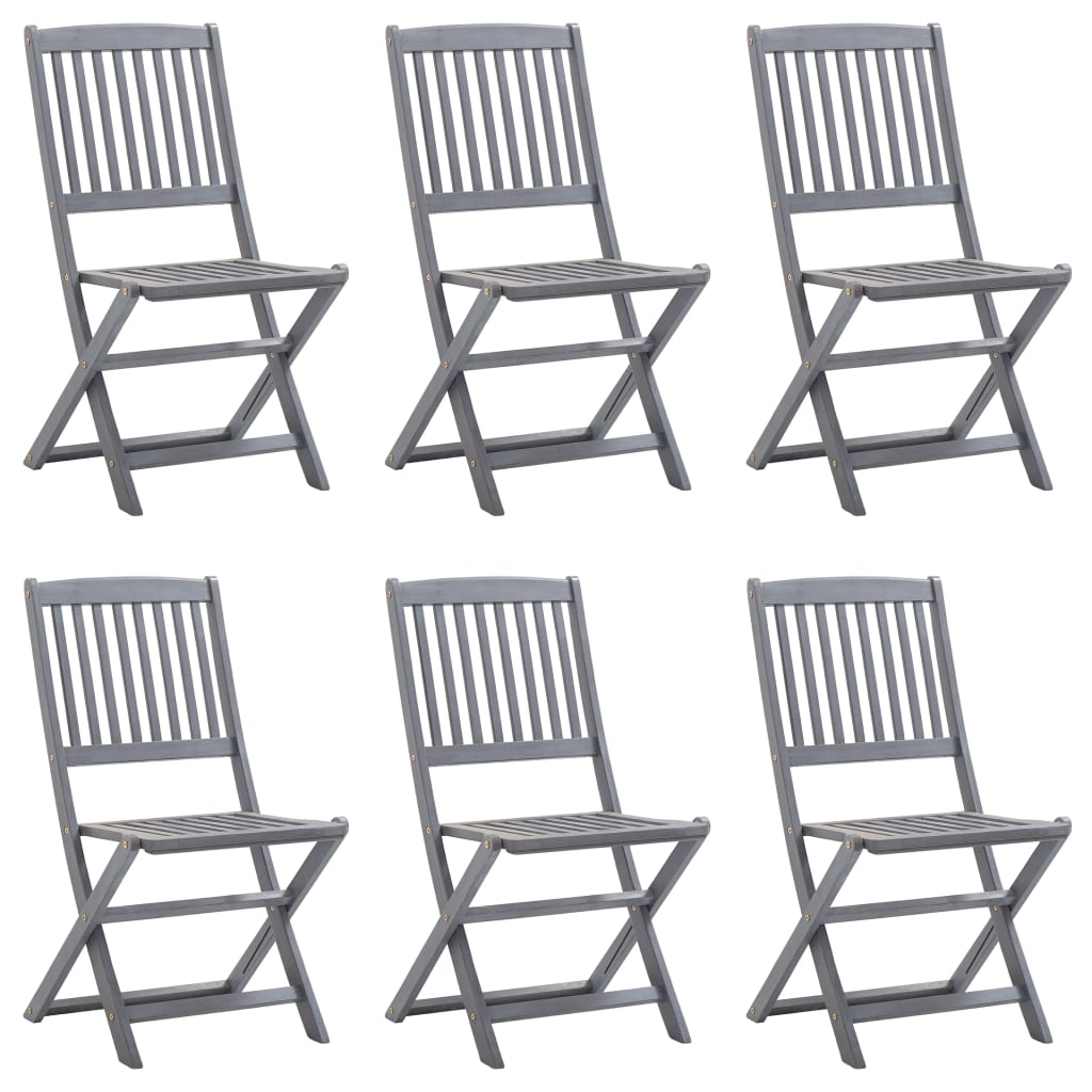 Set de 6 scaune pliabile de gradina vidaXL, Lemn de acacia, 48,5 x 57 x 91 cm, Maro