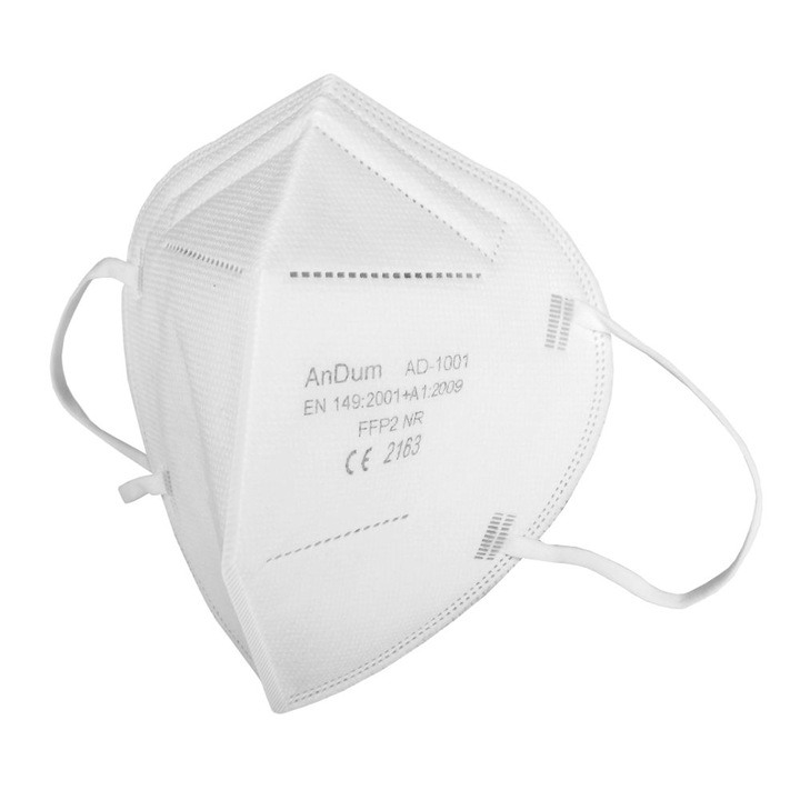 Masca Alba FFP2, model AD-1001, 5 straturi, Conforma cu CE 2163, ambalata individual