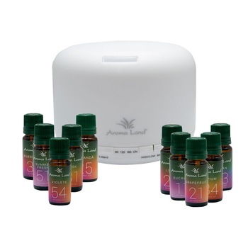 Set Difuzor Aromaterapie Relax + 10 uleiuri volatile Family Life, Aroma Land, 10 ml Set Difuzor Aromaterapie Relax + 10 uleiuri volatile Family Life, Aroma Land, 10 ml