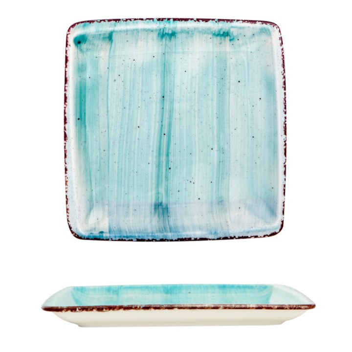 Gural Négyszögletes leveses tányér Turquoise kollekció 19x19cm