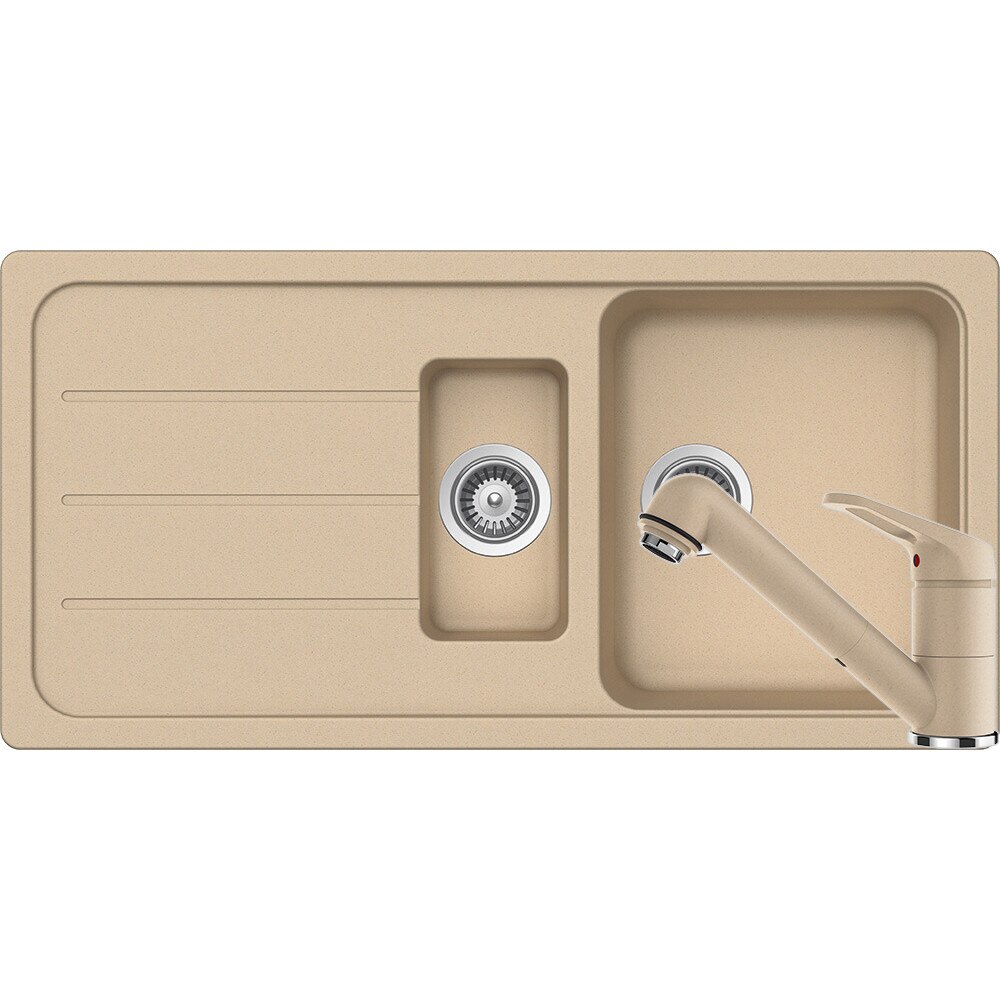 Kit chiuveta Schock Formhaus D-150L 1000 x 500 mm si baterie Schock Cosmo cu Dus Extractibil Moonstone Cristalite