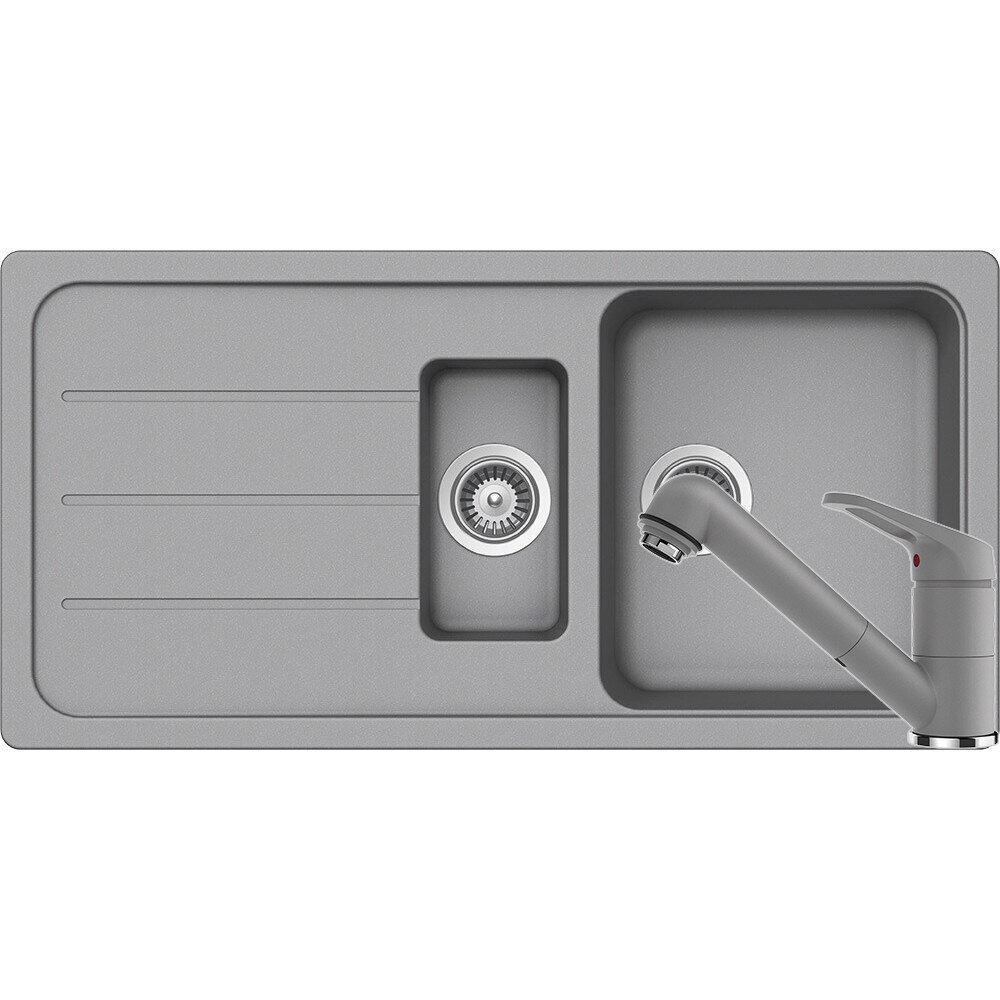 Kit chiuveta Schock Formhaus D-150L 1000 x 500 mm si baterie Schock Cosmo cu Dus Extractibil Croma Cristalite