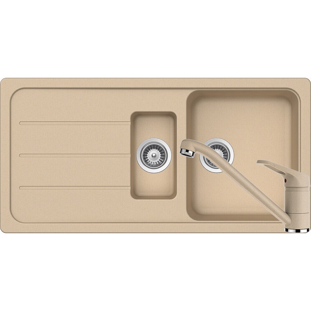 Kit chiuveta Schock Formhaus D-150L 1000 x 500 mm si baterie Schock Cosmo Moonstone Cristalite