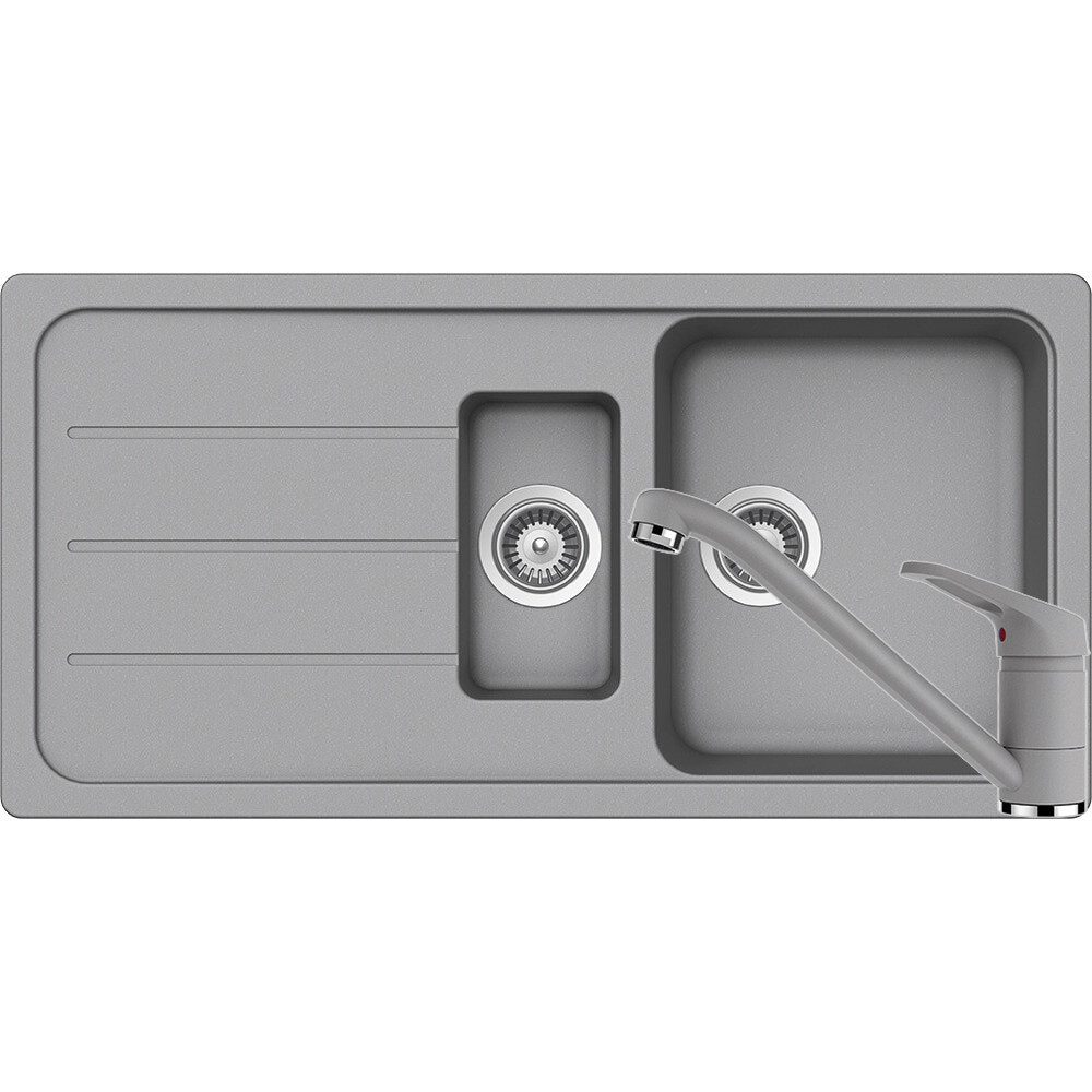 Kit chiuveta Schock Formhaus D-150L 1000 x 500 mm si baterie Schock Cosmo Croma Cristalite