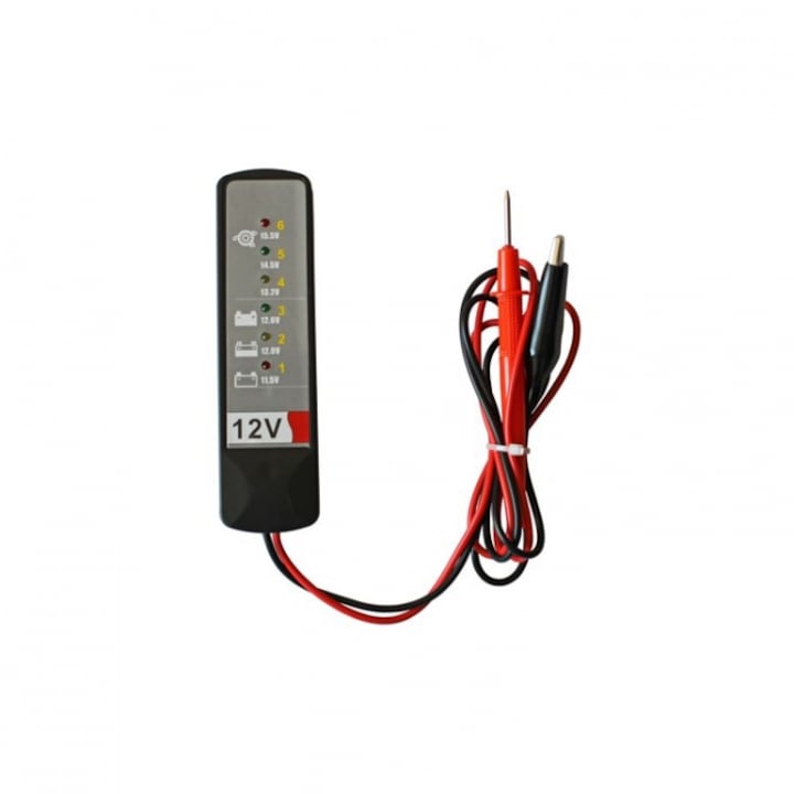 Тестер за алтернатор и акумулатор, LED дисплей, 12V, Сив