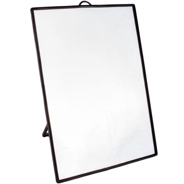 Oglinda de masa Felis, Plastic/Sticla, 24x18 cm, Negru