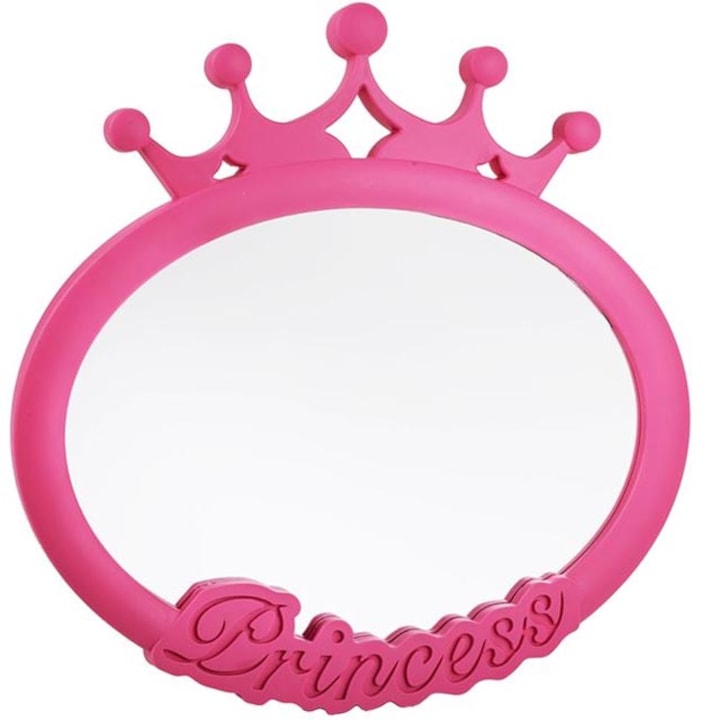 Felis Tükör, Princess, Falra vagy sík felületre, Műanyag keret és állvány, Ovális, 25x25cm, Rózsaszín