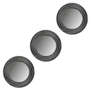 Set 3 oglinzi rotunde pentru perete Felis, Plastic si sticla, 1x25 cm, Argintiu/Negru Set 3 oglinzi rotunde pentru perete Felis, Plastic si sticla, 1x25 cm, Argintiu/Negru