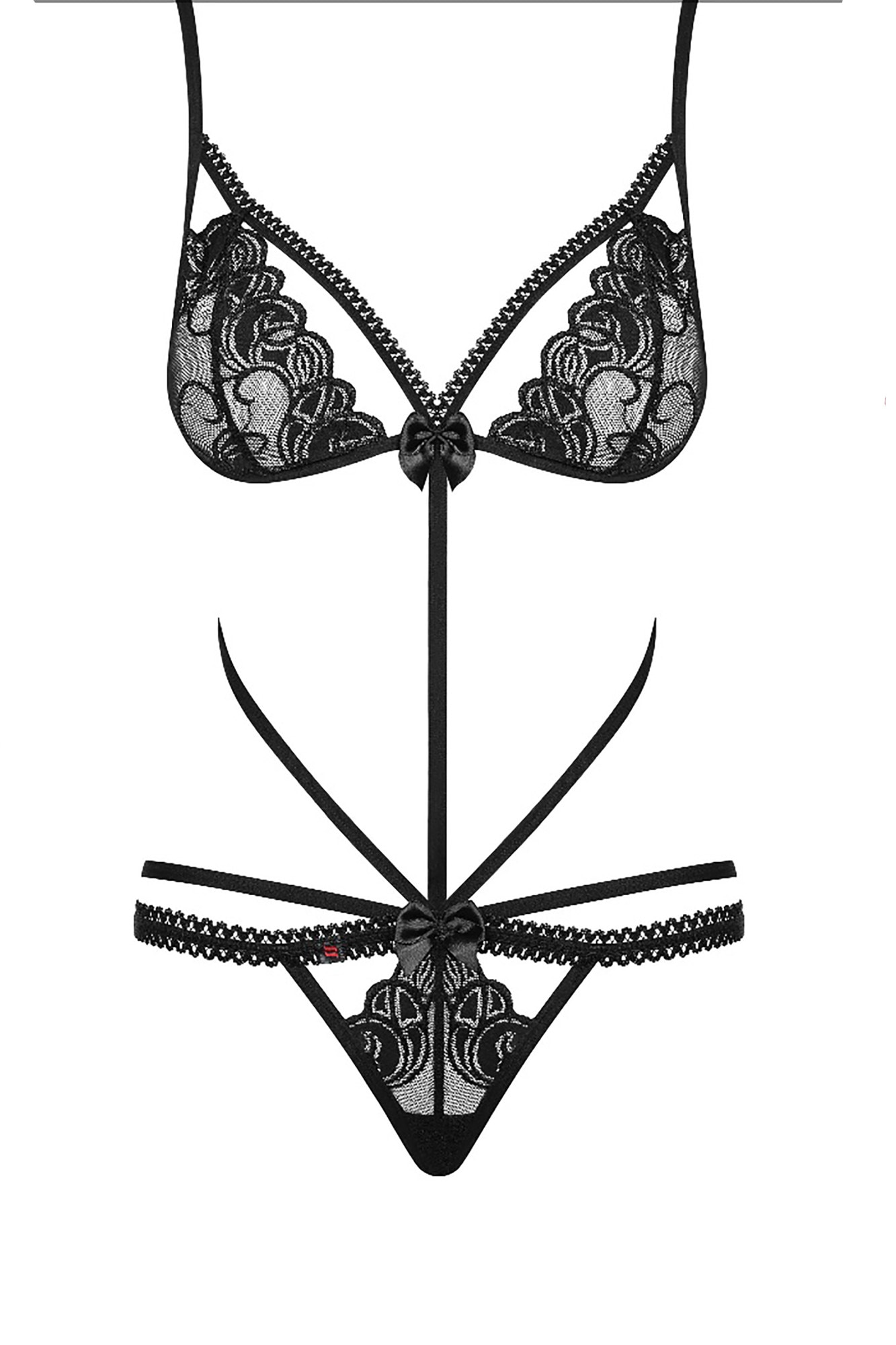 Body Obsessive Wonderia, Poliamida/Elastan, Negru, S/M