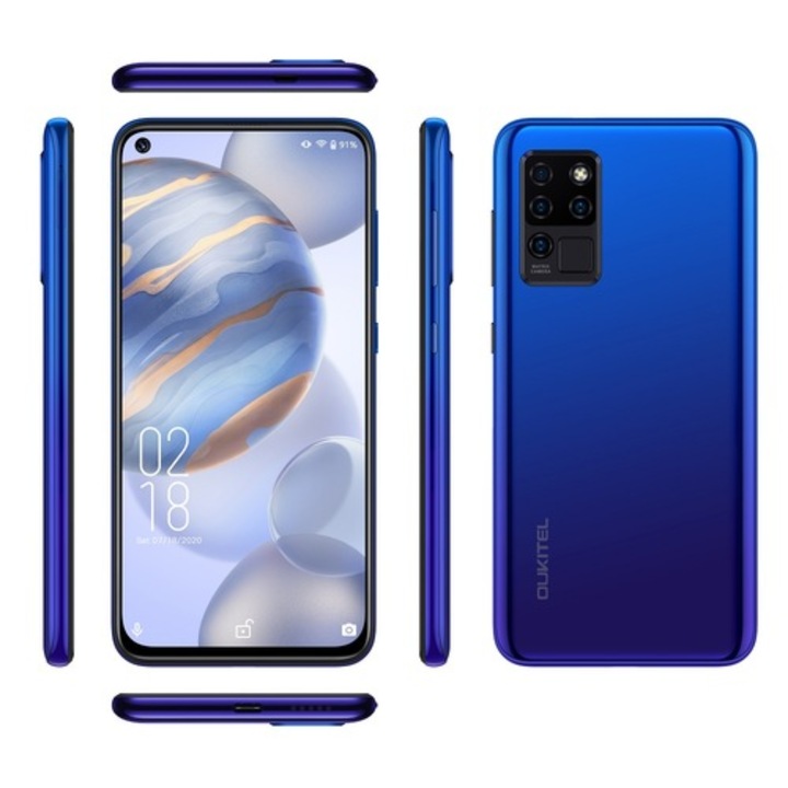 Telefon mobil Oukitel C21 Albastru, 4G, IPS 6.4" FHD+, 4GB RAM, 64GB ROM, Android 10, Helio P60 OctaCore, 4000mAh, Dual SIM