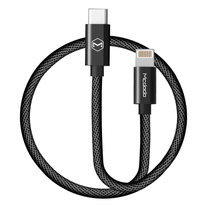 Mcdodo PD Quick Charge Lightning-C típusú kábel, 1,2 m, fekete