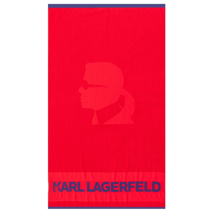 Karl Lagerfeld, Prosop de plaja, 100% bumbac, 100 x 180 cm, Rosu/Albastru
