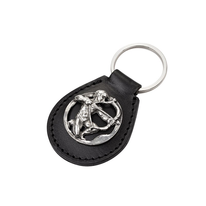 Breloc Sagetator, VGZ-11, Silver Flame, piele naturala, Negru