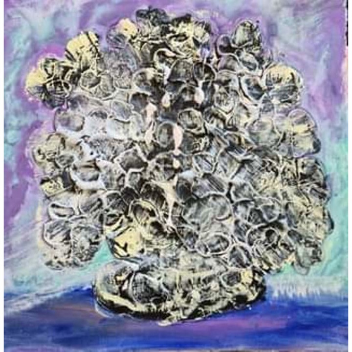 Tablou, Anca Nistoroiu, pictura feng shui de curatare a problemelor legate de tiroida, 50X70 cm