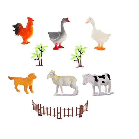 Set figurine pentru copii, Animale de la ferma cu gard, 6 piese