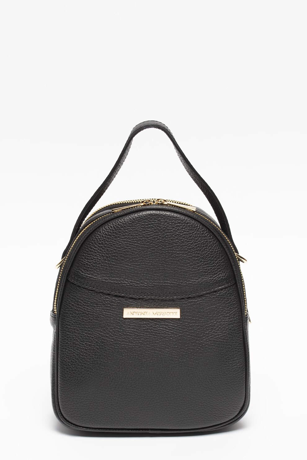 Antonia Moretti, Geanta de piele cu detaliu logo, Negru