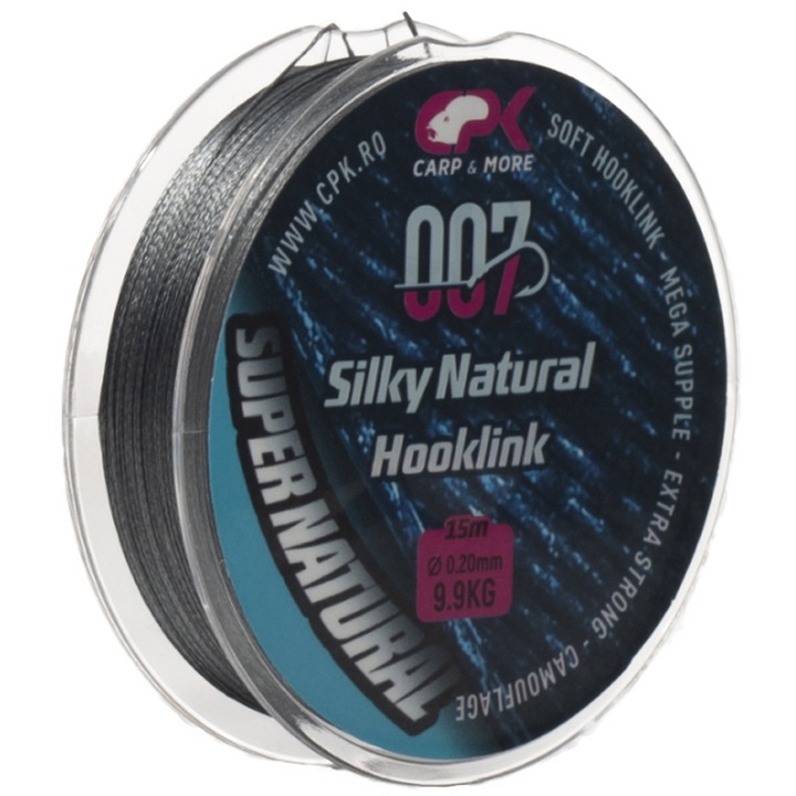 Fir Textil 007 Silky Natural Hooklink CPK, 0.20mm, 22lb/9.9kg, Gri