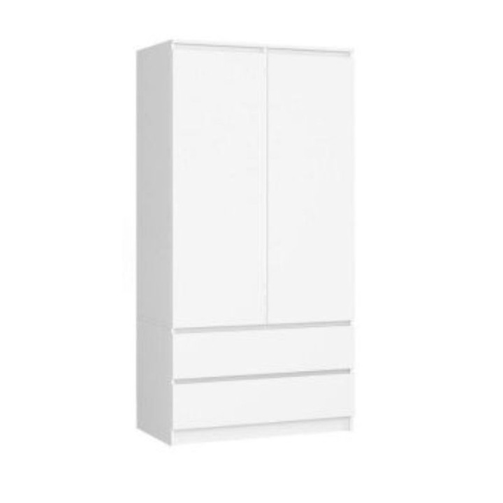 Dulap haine 2 usi, 2 sertare, alb, 180 x 90 x 51cm