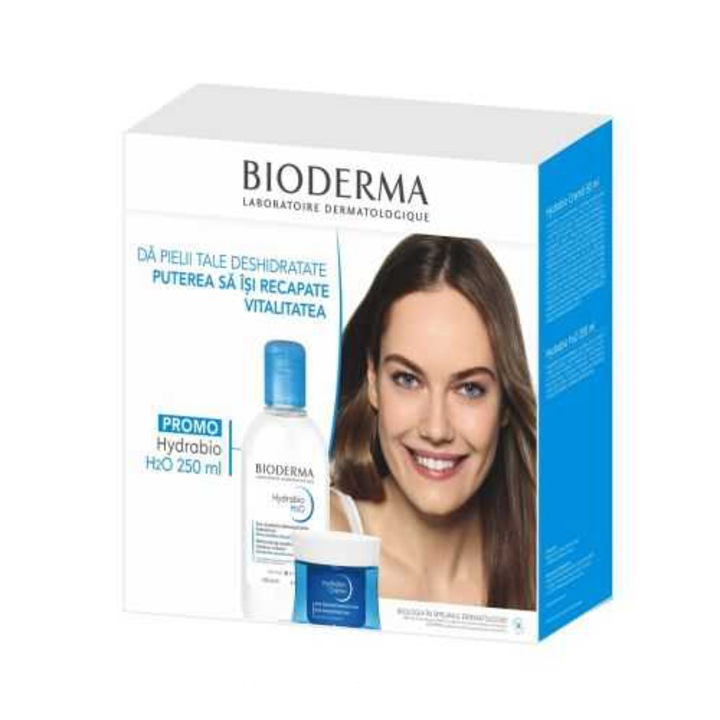 Bioderma Hydrabio arckrém csomag száraz és nagyon száraz bőrre, 50 ml + Bioderma Hydrabio H2O micellás víz érzékeny / száraz bőrre, 250 ml