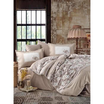 Lenjerie de pat dublu 4 piese, satin de lux, Alura V1 Lenjerie de pat dublu 4 piese, satin de lux, Alura V1