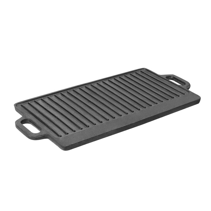 Plita fonta Grillchef, 51x24x2.5 cm, reversibila, cu manere