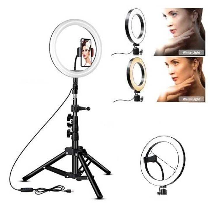 LED ринг лампа с трипод, TikTok, Streaming, Видео чат, Диаметър 320мм., Стойка - трипод 210см.Подаръци