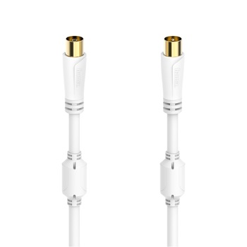 Cablu coaxial Hama 205245, tata-mama, 0.75 metri, alb, 100dB Cablu coaxial Hama 205245, tata-mama, 0.75 metri, alb, 100dB