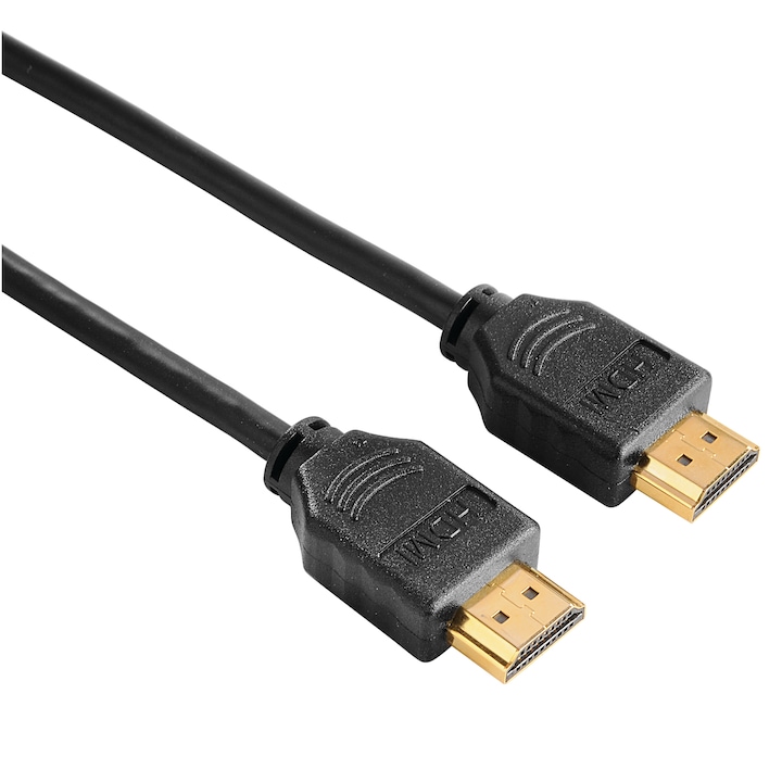 Cablu HDMI Hama 205003, tata, 4k, Ethernet, 3 metri aurit, negru