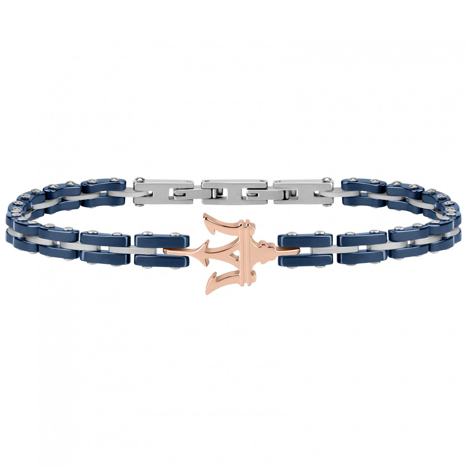 Bratara Maserati JM219AQH14, Argintiu, Albastru, Rose gold