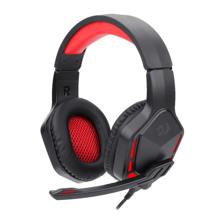 Redragon H220 Themis Gaming Headset, Piros megvilágítás, USB és 3,5 mm Jack, Fekete