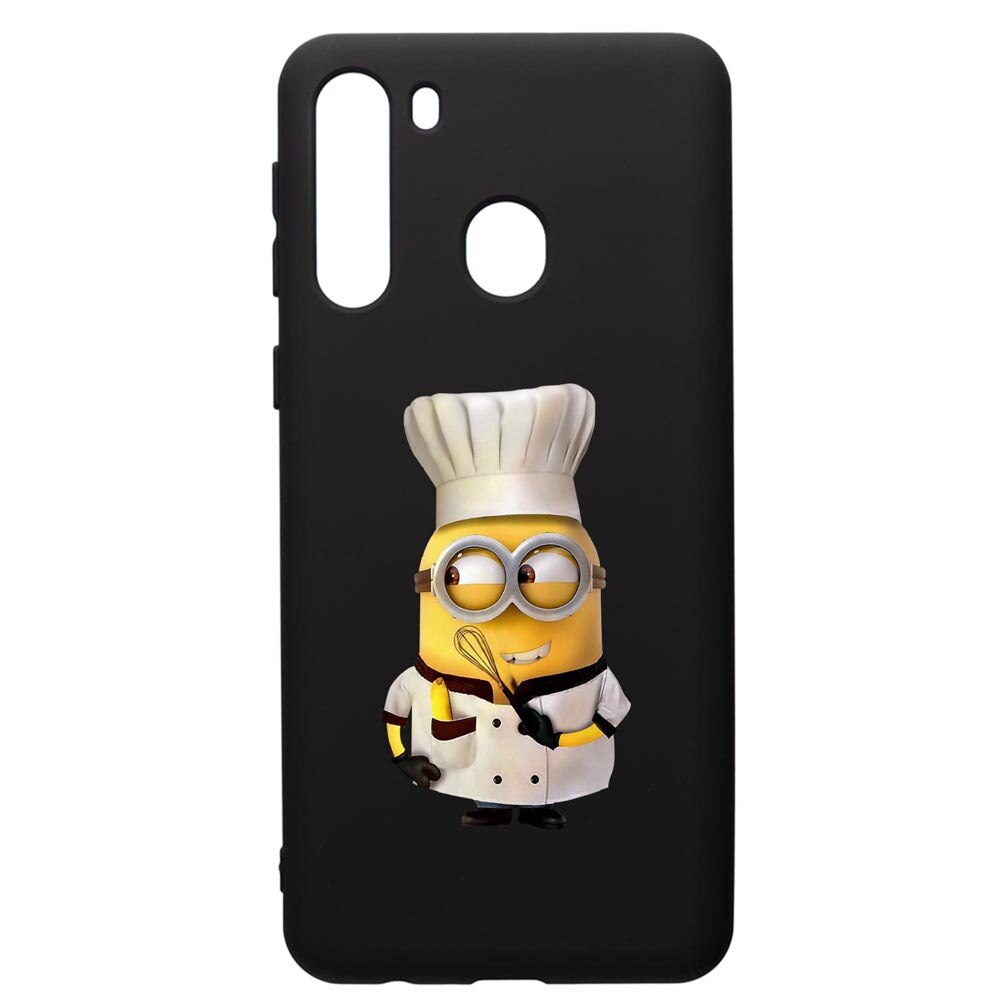 Husa de protectie Samsung Galaxy A21S, Minion Chef, silicon, cu interiorul din material textil, protectie camera, PB215