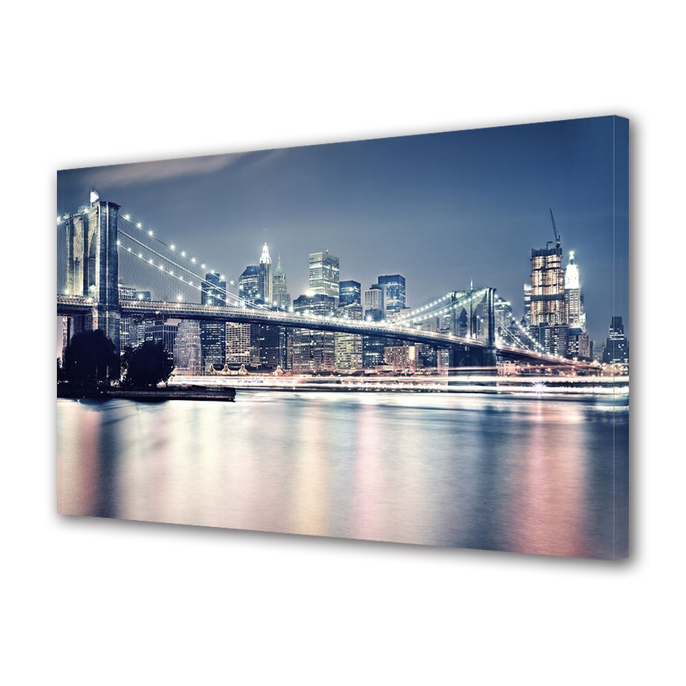 Tablou Canvas Podul Brooklyn noaptea New york, 70 x 100 cm