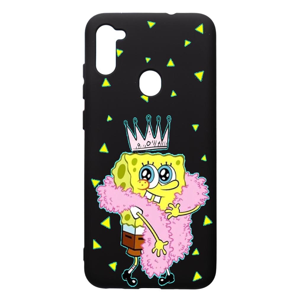 Husa de protectie Samsung Galaxy A11, Spongebob, silicon, cu interiorul din material textil, protectie camera, PB597