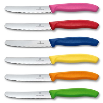 Set 6 cutite cu lama zimtata 11cm Victorinox Swiss Classic VX Colors Set 6 cutite cu lama zimtata 11cm Victorinox Swiss Classic VX Colors