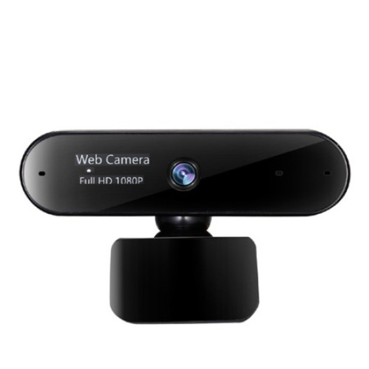 Camera Web Apeiron AP8 FHD 1080P pentru videoconferinta, autofocus, rotire, microfon, USB, Negru