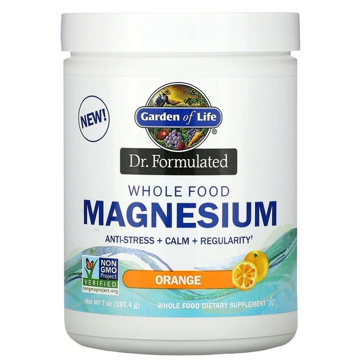 Хранителна добавка Garden of Life Dr. Formulated Whole Food Magnesium, 197.4g, Портокали