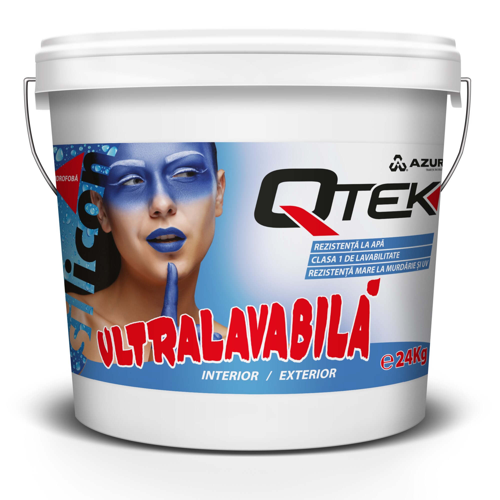 Vopsea ultralavabila Qtek cu silicon pentru interior-exterior Azur 24kg