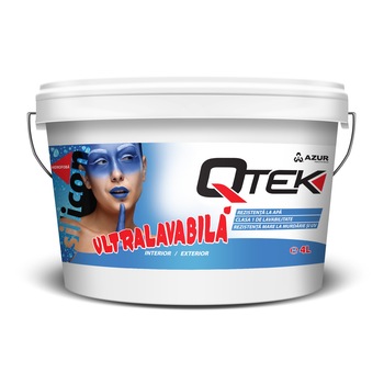 Vopsea ultralavabila Qtek cu silicon pentru interior-exterior Azur 4l Vopsea ultralavabila Qtek cu silicon pentru interior-exterior Azur 4l