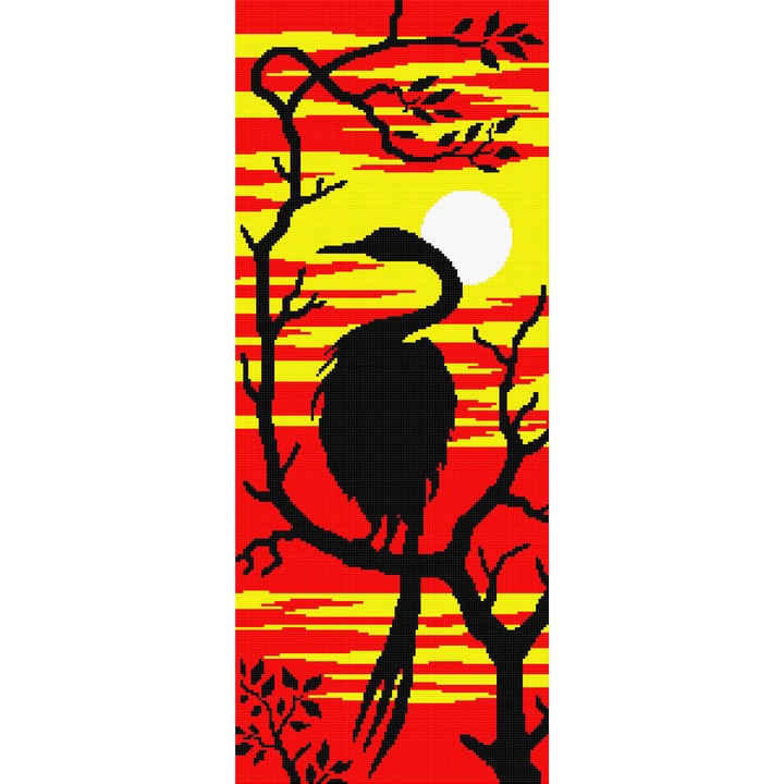 Goblen cocostarc , Hudemas , kit imprimat pe panza , cu fire mouline 12x30cm