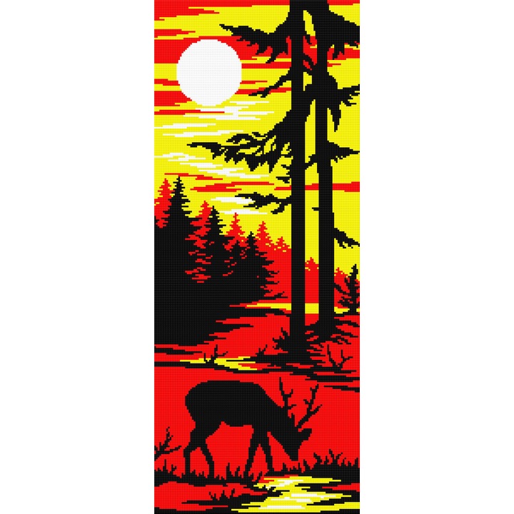 Goblen cerb , Hudemas , kit imprimat pe panza , cu fire mouline 12x30cm